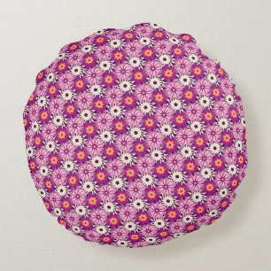 Dekoratives Blumenmuster Rosa Lila Astra Modern Rundes Kissen