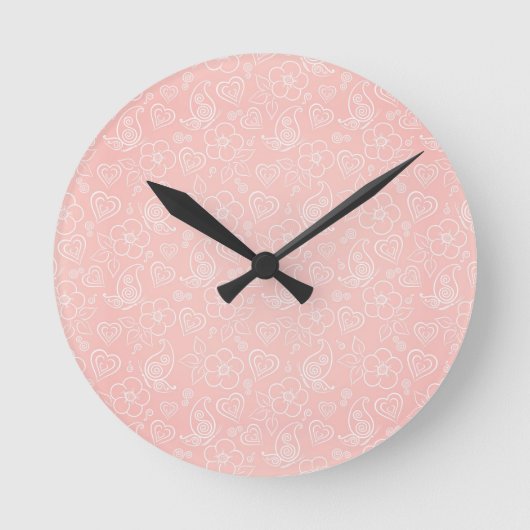 Dekoratives Blumenmuster Runde Wanduhr (Vorderseite)
