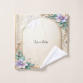 Dekoratives Blumenrahmen-Handtuchset mit Perlen Badhandtuch Set (Waschlappen)