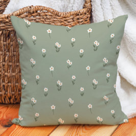 Dekoratives Boho-Ditsy-Blumen-Cottagecore-Grün Kissen