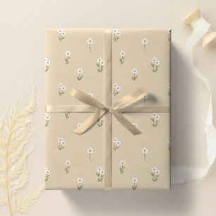 Dekoratives Boho-Ditsy-Blumen-Cottagecore-Neutral Geschenkpapier