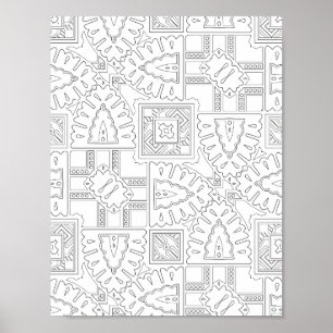 Dekoratives Boho-Fliesen-Motiv Muster Farbgebung K Poster