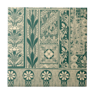 Dekoratives botanisches Art Nouveau-Muster Fliese