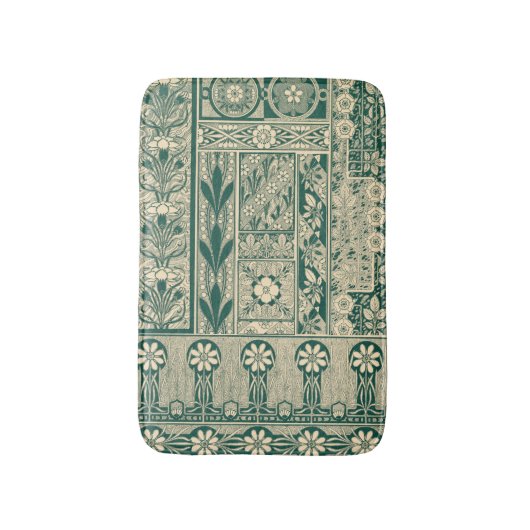 Dekoratives botanisches Jugendstil-Muster Badematte (Vorderseite Vertikal)