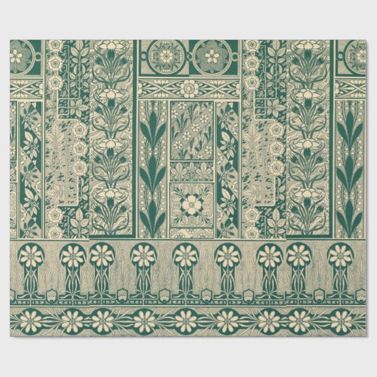 Dekoratives botanisches Jugendstil-Muster Geschenkpapier (Flach)