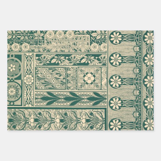 Dekoratives botanisches Jugendstil-Muster Geschenkpapier Set (Vorderseite)