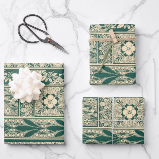 Dekoratives botanisches Jugendstil-Muster Geschenkpapier Set (Vorderseite)
