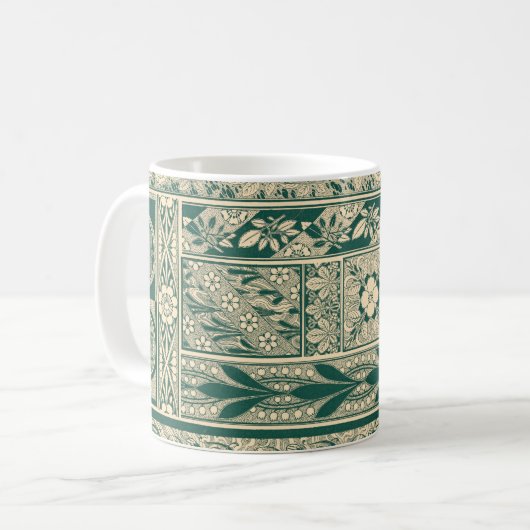 Dekoratives botanisches Jugendstil-Muster Kaffeetasse (Vorderseite Links)