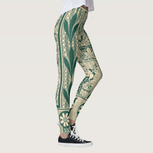 Dekoratives botanisches Jugendstil-Muster Leggings (Rechts)