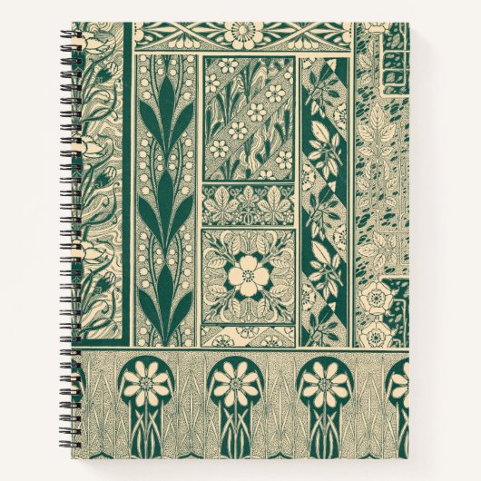 Dekoratives botanisches Jugendstil-Muster Notizblock (Vorderseite)