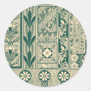 Dekoratives botanisches Jugendstil-Muster Runder Aufkleber