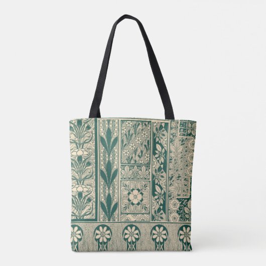 Dekoratives botanisches Jugendstil-Muster Tasche (Rückseite)