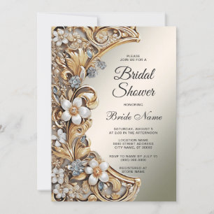 Dekoratives Brautparty aus Gold Einladung