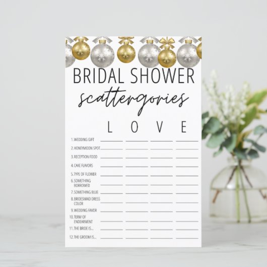 Dekoratives Brautparty Scattergories Game (Stehend Vorderseite)