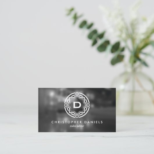 DEKORATIVES CIRCLE-LOGO mit IHREM ERSTEN Foto Visitenkarte (Stehend Vorderseite)