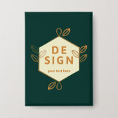 Dekoratives cremefarbenes Sechseck-Logo auf dunkle Button (Vorderseite)