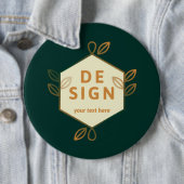 Dekoratives cremefarbenes Sechseck-Logo auf dunkle Button (Beispiel)