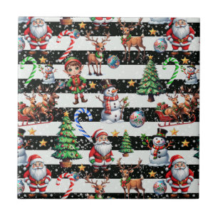 Dekoratives Design der Weihnachtsstreifen Fliese