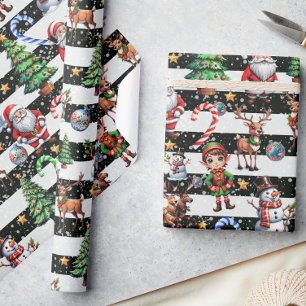 Dekoratives Design der Weihnachtsstreifen Geschenkpapier