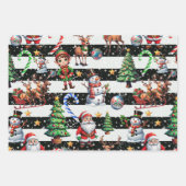 Dekoratives Design der Weihnachtsstreifen Geschenkpapier Set (Vorderseite 2)