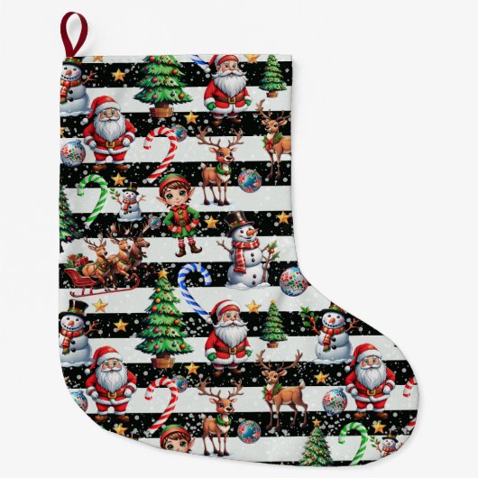Dekoratives Design der Weihnachtsstreifen Großer Weihnachtsstrumpf (Vorderseite)