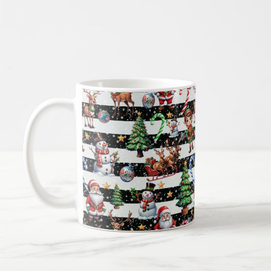 Dekoratives Design der Weihnachtsstreifen Kaffeetasse (Links)