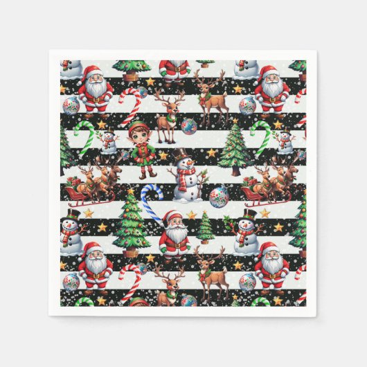 Dekoratives Design der Weihnachtsstreifen Serviette (Vorderseite)