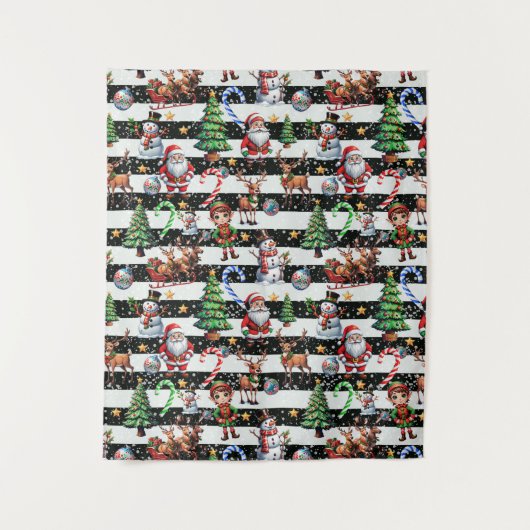 Dekoratives Design der Weihnachtsstreifen Wandteppich (Vorderseite)