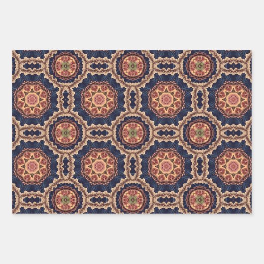 Dekoratives Design von Blume und Sternen Geschenkpapier Set (Vorderseite 2)