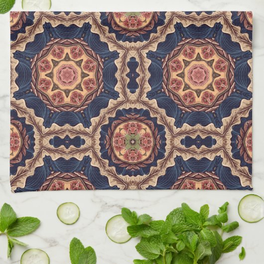 Dekoratives Design von Blume und Sternen Geschirrtuch (Gefaltet)