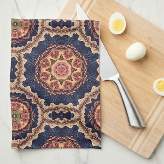 Dekoratives Design von Blume und Sternen Geschirrtuch (Viertel Falte)