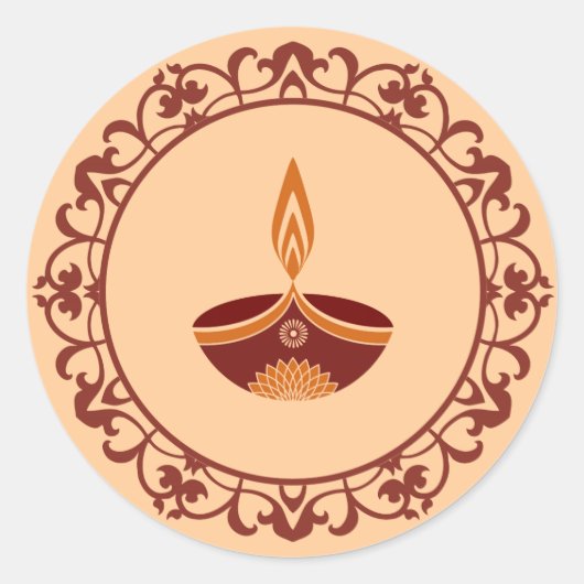 Dekoratives Diwali Design Runder Aufkleber (Vorderseite)