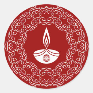 Dekoratives Diwali Design Runder Aufkleber