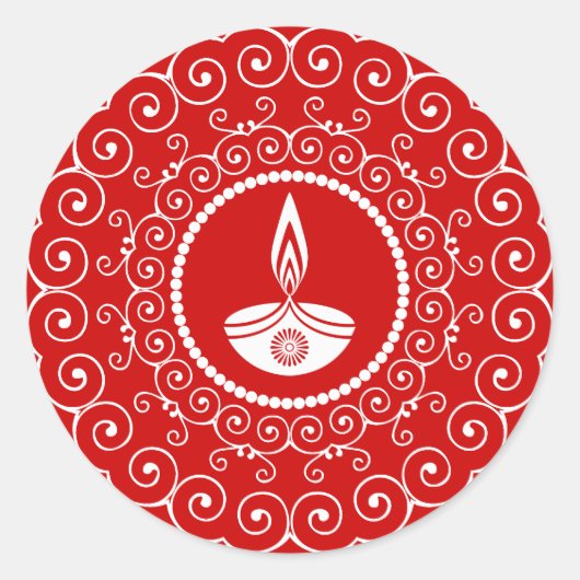 Dekoratives Diwali Design Runder Aufkleber (Vorderseite)