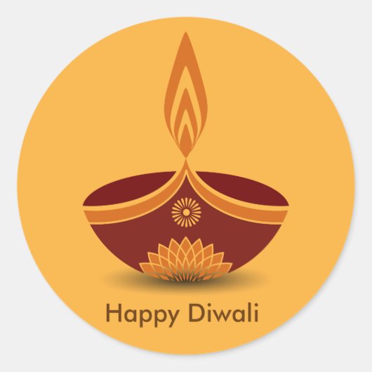 Dekoratives Diwali-Lampendesign Runder Aufkleber (Vorderseite)