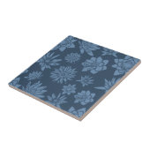 Dekoratives dunkelblaues Blumenmuster Fliese (Seite)