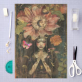 Dekoratives dunkles rustikales Fantasy-Garten-Mädc Seidenpapier (Handwerk)