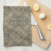 Dekoratives Elegantes Ornament Dunkeles, grünes Mu Geschirrtuch (Viertel Falte)