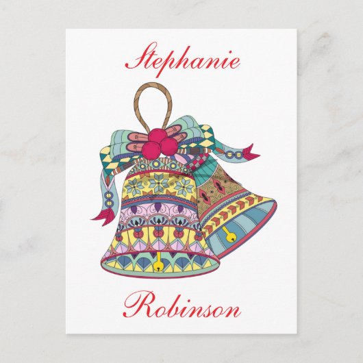 Dekoratives Element der Weihnachtsglocken Feiertagspostkarte (Vorderseite)