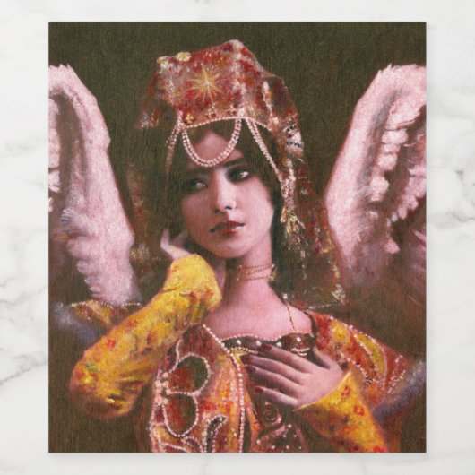 Dekoratives, exotisches Engelweinetikett Weinetikett (Einzelnes Label)