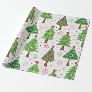 Dekoratives Festtags-Grün-Weihnachtsbäume-Muster Geschenkpapier