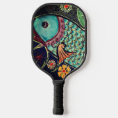 Dekoratives Fischmosaik Koi Design Pickleball Schläger (Rückseite)
