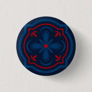 Dekoratives Fliesenmuster mit Blumenmotiv Button