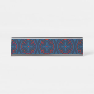 Dekoratives Fliesenmuster mit Blumenmotiv Schreibtischnamensplakette