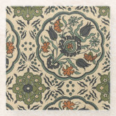 Dekoratives florales persisches Fliesendesign Glasuntersetzer (Vorderseite)