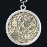 Dekoratives florales persisches Fliesendesign Versilberte Kette<br><div class="desc">Diese Perserfliese ist dekorativ und mit verschiedenen Blume gestaltet,  die in einem wunderschönen Farbmedley zusammen tanzen. Kennen Sie jemanden,  der Blume oder Designs aus anderen Ländern Liebe? Das wäre das perfekte Geschenk für sie!</div>
