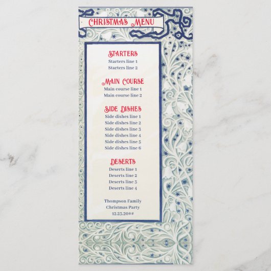 Dekoratives Foliage Weihnachtsfest Menükarte (Vorderseite)