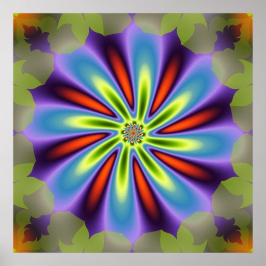 Dekoratives Fraktal der Blume Poster (Vorne)