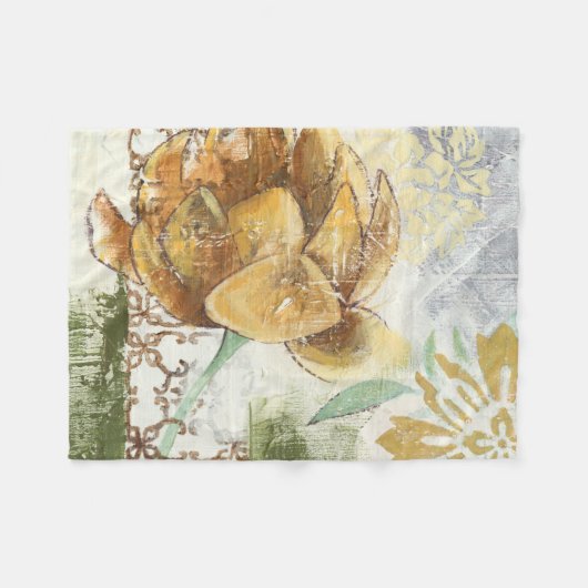 Dekoratives Fresco-Design mit Globe-Blume Fleecedecke (Vorderseite (Horizontal))