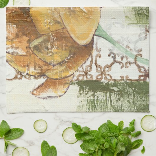 Dekoratives Fresco-Design mit Globe-Blume Küchentuch (Gefaltet)